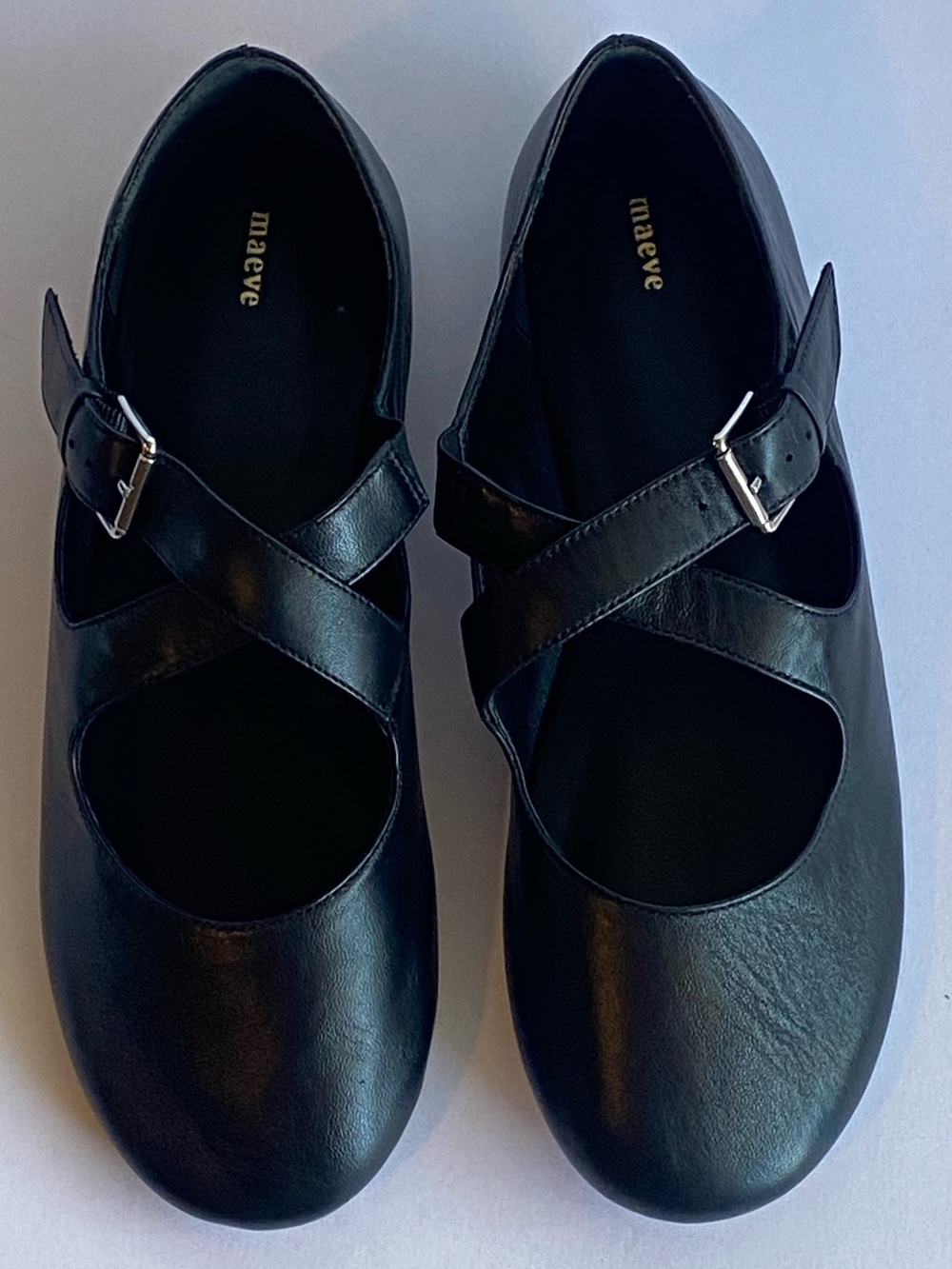 Maeve Anthropologie Black Mary Jane Ballet Flats Size 7 Made in Brazil